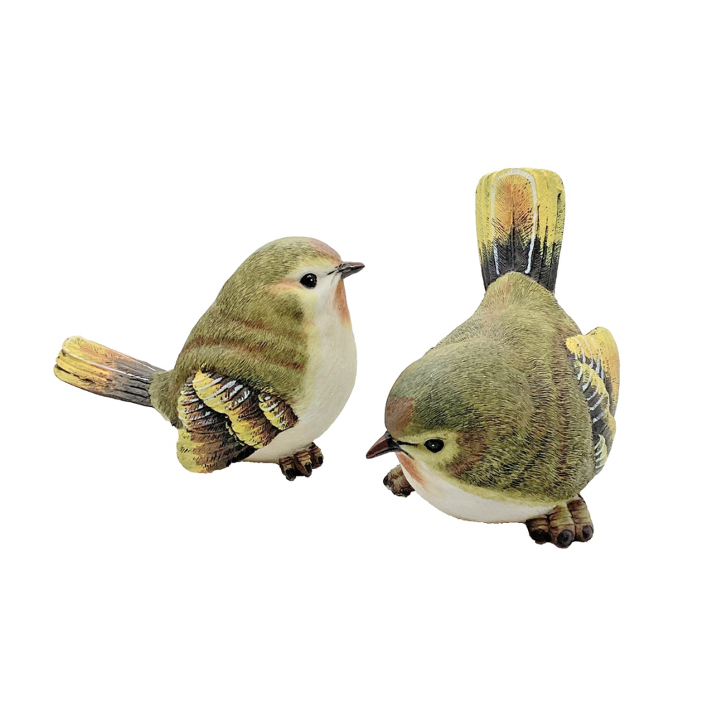 Vintage Pair of Resin Yellow Birds for Home or Garden Decor